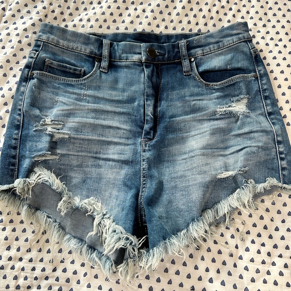 Blank NYC Blue Distressed Jean Shorts